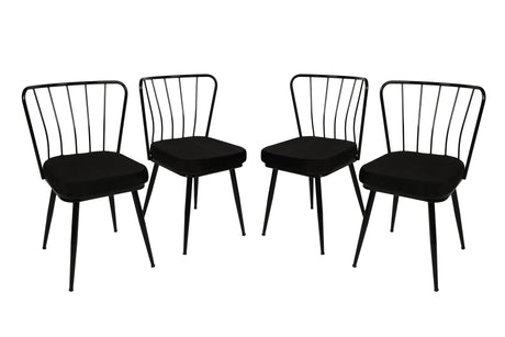 Set 4 scaune Yıldız 943 V4, Negru, 43x42x82 cm