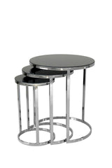 Set 3 măsuțe de cafea Dunya, Diverse culori, Ø28x46 cm - Argintiu - Negru | SKU: 974NMB1230 | Set 3 măsuțe de cafea Dunya, Ø28x46 cm, varianta Argintiu - Negru, produs pentru amenajarea locuinței, disponibil online în România la CasaMob