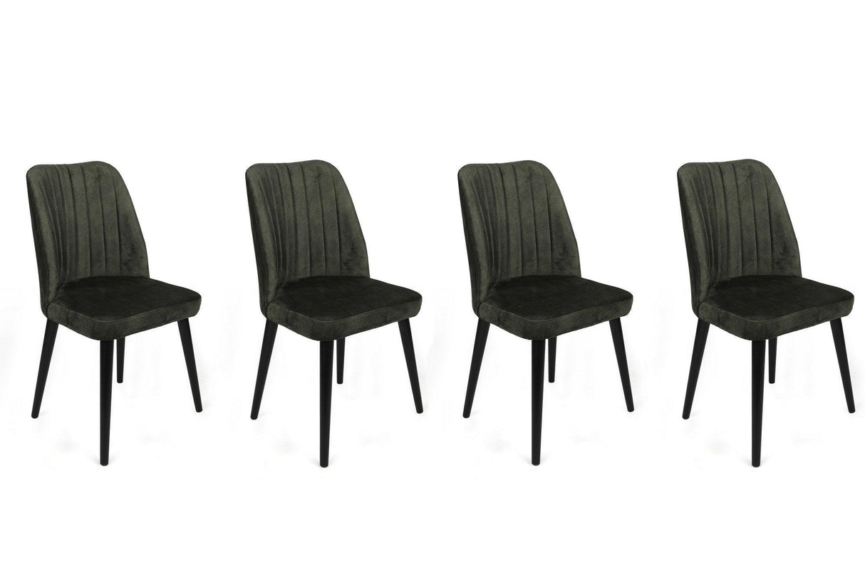Set scaune (4 bucăți) Alfa V4 Chair Set (4 Pieces), Kaki, 50x90x49 cm - Kaki Negru, SKU 974NMB1554