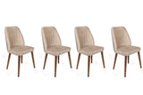 Set scaune (4 bucăți) Alfa V4 Chair Set (4 Pieces), Kaki, 50x90x49 cm - Cremă de nucă, SKU 974NMB1554