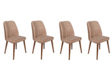 Set scaune (4 bucăți) Alfa V4 Chair Set (4 Pieces), Kaki, 50x90x49 cm - Nuc Bej, SKU 974NMB1554