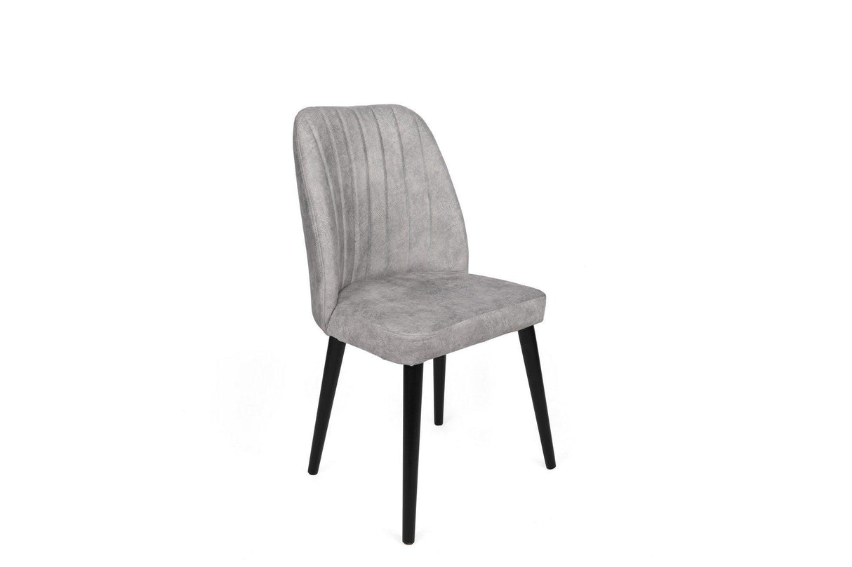 Set scaune (4 bucăți) Alfa V4 Chair Set (4 Pieces), Kaki, 50x90x49 cm - Gri Negru, SKU 974NMB1554