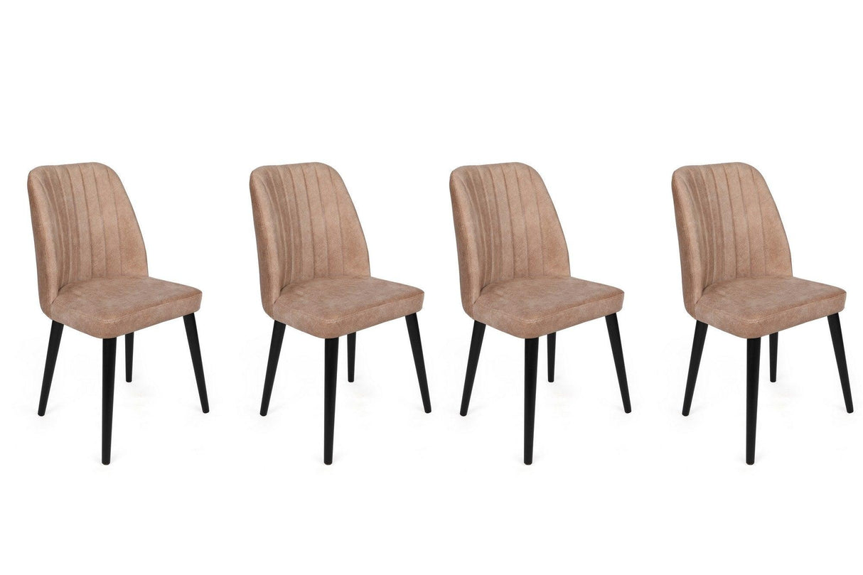 Set scaune (4 bucăți) Alfa V4 Chair Set (4 Pieces), Kaki, 50x90x49 cm - Bej Negru, SKU 974NMB1554
