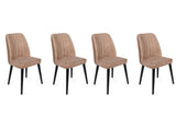 Set scaune (4 bucăți) Alfa V4 Chair Set (4 Pieces), Kaki, 50x90x49 cm - Bej Negru, SKU 974NMB1554