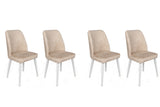 Set 4 scaune Dallas-580 V4, Bej - Alb, 50x49x90 cm