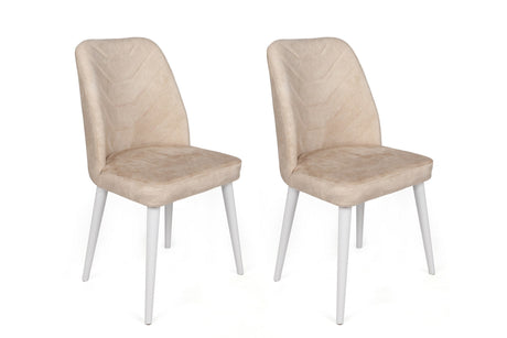 Set 4 scaune Dallas-580 V4, Bej - Alb, 50x49x90 cm
