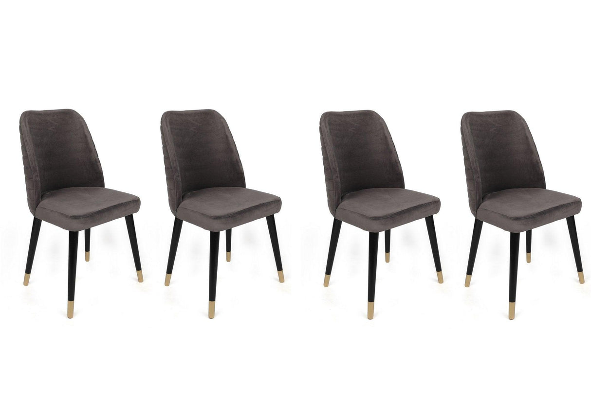 Set scaune (4 bucăți) Hugo V4 Chair Set (4 Pieces), Gri, 50x90x49 cm - Auriu Negru Antracit, SKU 974NMB1591