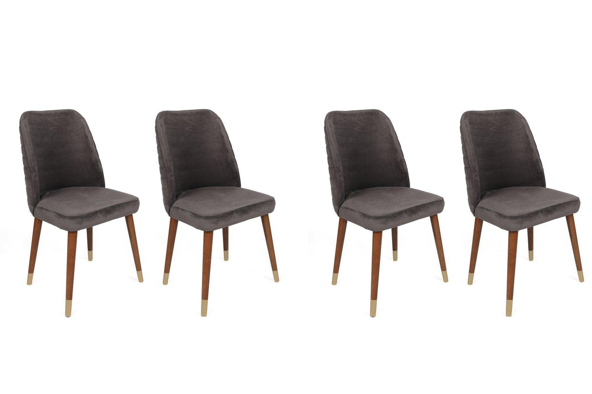 Set scaune (4 bucăți) Hugo V4 Chair Set (4 Pieces), Gri, 50x90x49 cm - Antracit Nuc Auriu, SKU 974NMB1591