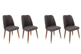 Set scaune (4 bucăți) Hugo V4 Chair Set (4 Pieces), Gri, 50x90x49 cm - Antracit Nuc Auriu, SKU 974NMB1591
