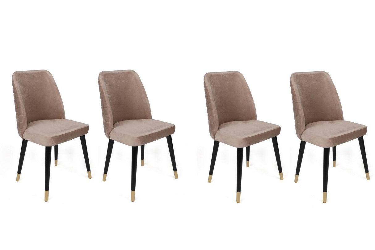 Set scaune (4 bucăți) Hugo V4 Chair Set (4 Pieces), Gri, 50x90x49 cm - Bej Negru Auriu, SKU 974NMB1591