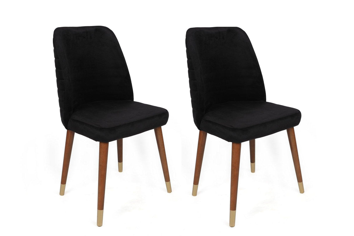 Set scaune (4 bucăți) Hugo V4 Chair Set (4 Pieces), Gri, 50x90x49 cm - Nuc Negru Auriu, SKU 974NMB1591
