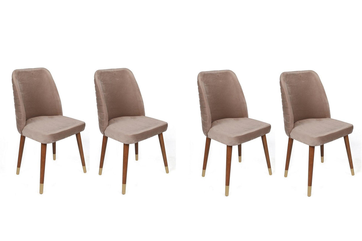 Set scaune (4 bucăți) Hugo V4 Chair Set (4 Pieces), Gri, 50x90x49 cm - Bej Nuc Auriu, SKU 974NMB1591