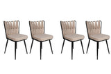 Set scaune (4 bucăți) Kuşaklı V4 Chair Set (4 Pieces), Crem, 43x82x43 cm - Crem Negru, SKU 974NMB1606