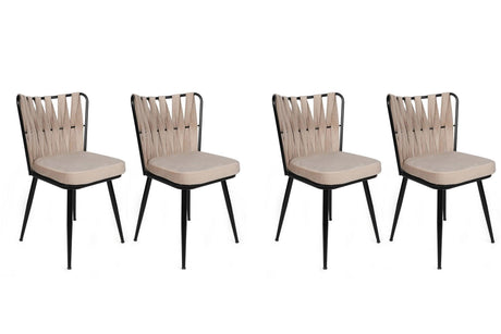 Set scaune (4 bucăți) Kuşaklı V4 Chair Set (4 Pieces), Crem, 43x82x43 cm