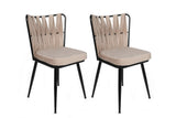 Set scaune (4 bucăți) Kuşaklı V4 Chair Set (4 Pieces), Crem, 43x82x43 cm - Crem Negru, SKU 974NMB1606