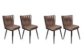 Set scaune (4 bucăți) Kuşaklı V4 Chair Set (4 Pieces), Crem, 43x82x43 cm - Maro deschis Negru, SKU 974NMB1606