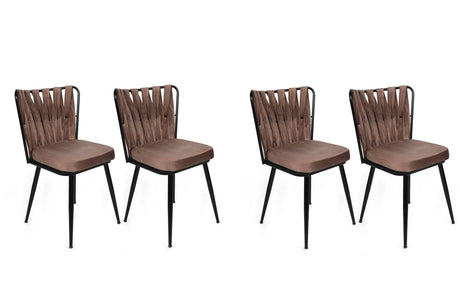 Set scaune (4 bucăți) Kuşaklı V4 Chair Set (4 Pieces), Crem, 43x82x43 cm