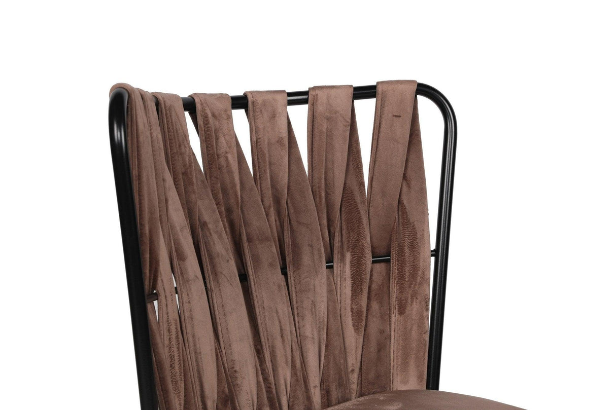 Set scaune (4 bucăți) Kuşaklı V4 Chair Set (4 Pieces), Crem, 43x82x43 cm - Maro deschis Negru, SKU 974NMB1606