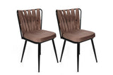 Set scaune (4 bucăți) Kuşaklı V4 Chair Set (4 Pieces), Crem, 43x82x43 cm - Maro deschis Negru, SKU 974NMB1606
