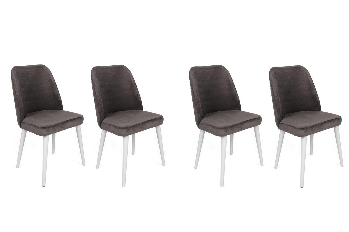 Set scaune (4 bucăți) Tutku V4 Chair Set (4 Pieces), Gri, 49x90x50 cm - Alb antracit, SKU 974NMB1608