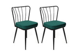 Set scaune (4 bucăți) Yıldız-1 Chair Set (4 Pieces), Albastru inchis, 42x82x43 cm - Verde Negru, SKU 974NMB1625