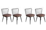 Set scaune (4 bucăți) Yıldız-1 Chair Set (4 Pieces), Albastru inchis, 42x82x43 cm - Maro deschis Negru, SKU 974NMB1625