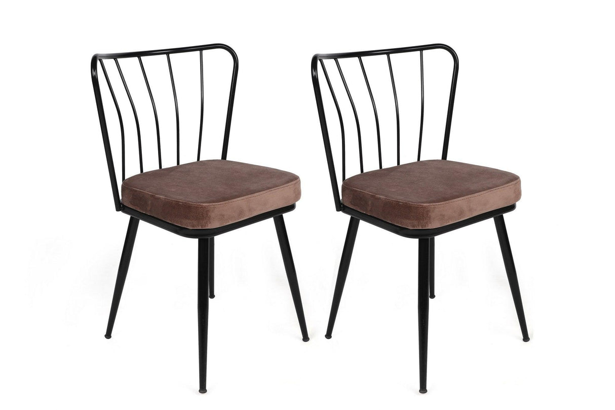 Set scaune (4 bucăți) Yıldız-1 Chair Set (4 Pieces), Albastru inchis, 42x82x43 cm - Maro deschis Negru, SKU 974NMB1625