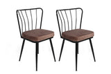 Set scaune (4 bucăți) Yıldız-1 Chair Set (4 Pieces), Albastru inchis, 42x82x43 cm - Maro deschis Negru, SKU 974NMB1625