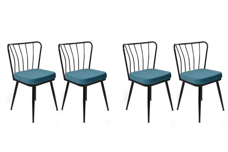 Set scaune (4 bucăți) Yıldız-1 Chair Set (4 Pieces), Albastru inchis, 42x82x43 cm