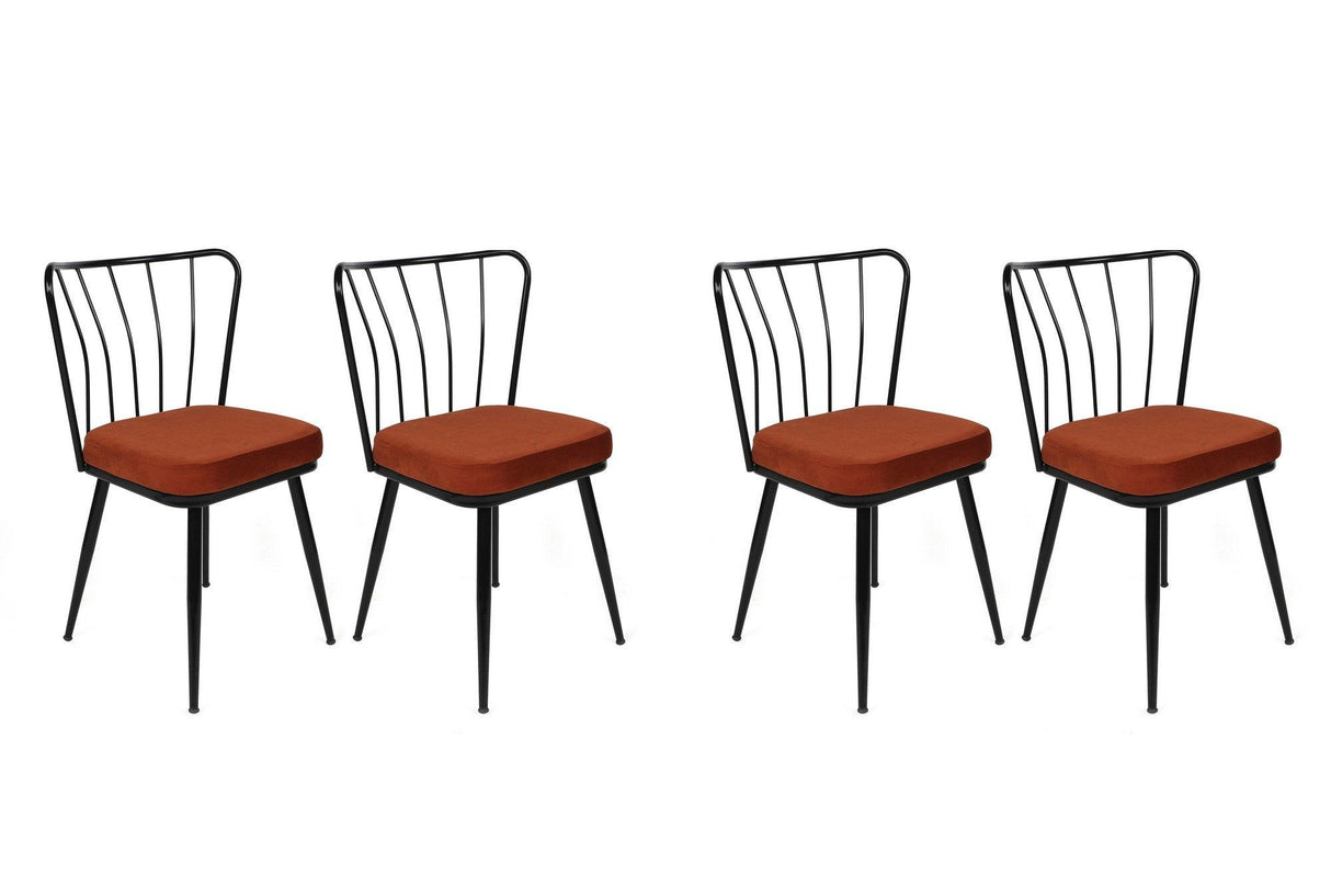Set scaune (4 bucăți) Yıldız-1 Chair Set (4 Pieces), Albastru inchis, 42x82x43 cm - Rosu/Negru, SKU 974NMB1625
