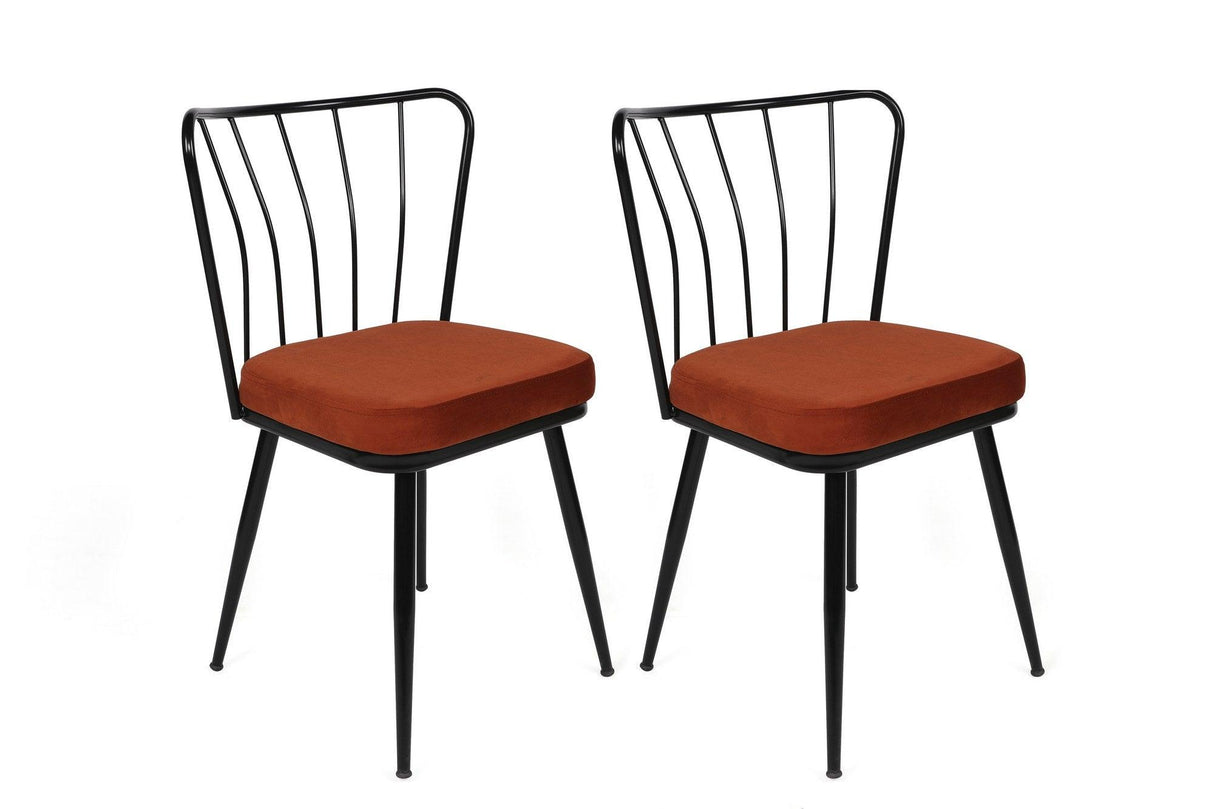 Set scaune (4 bucăți) Yıldız-1 Chair Set (4 Pieces), Albastru inchis, 42x82x43 cm - Rosu/Negru, SKU 974NMB1625