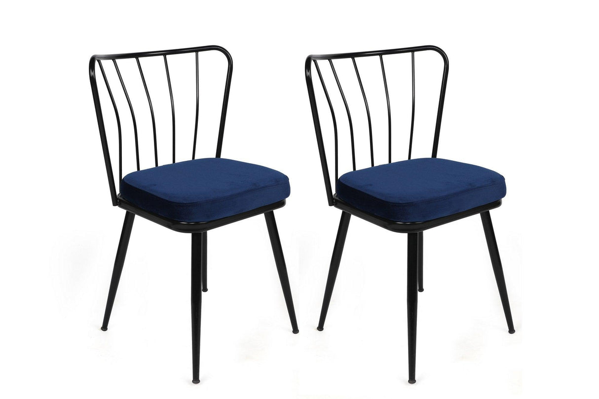 Set scaune (4 bucăți) Yıldız-1 Chair Set (4 Pieces), Albastru inchis, 42x82x43 cm - Albastru închis Negru, SKU 974NMB1625