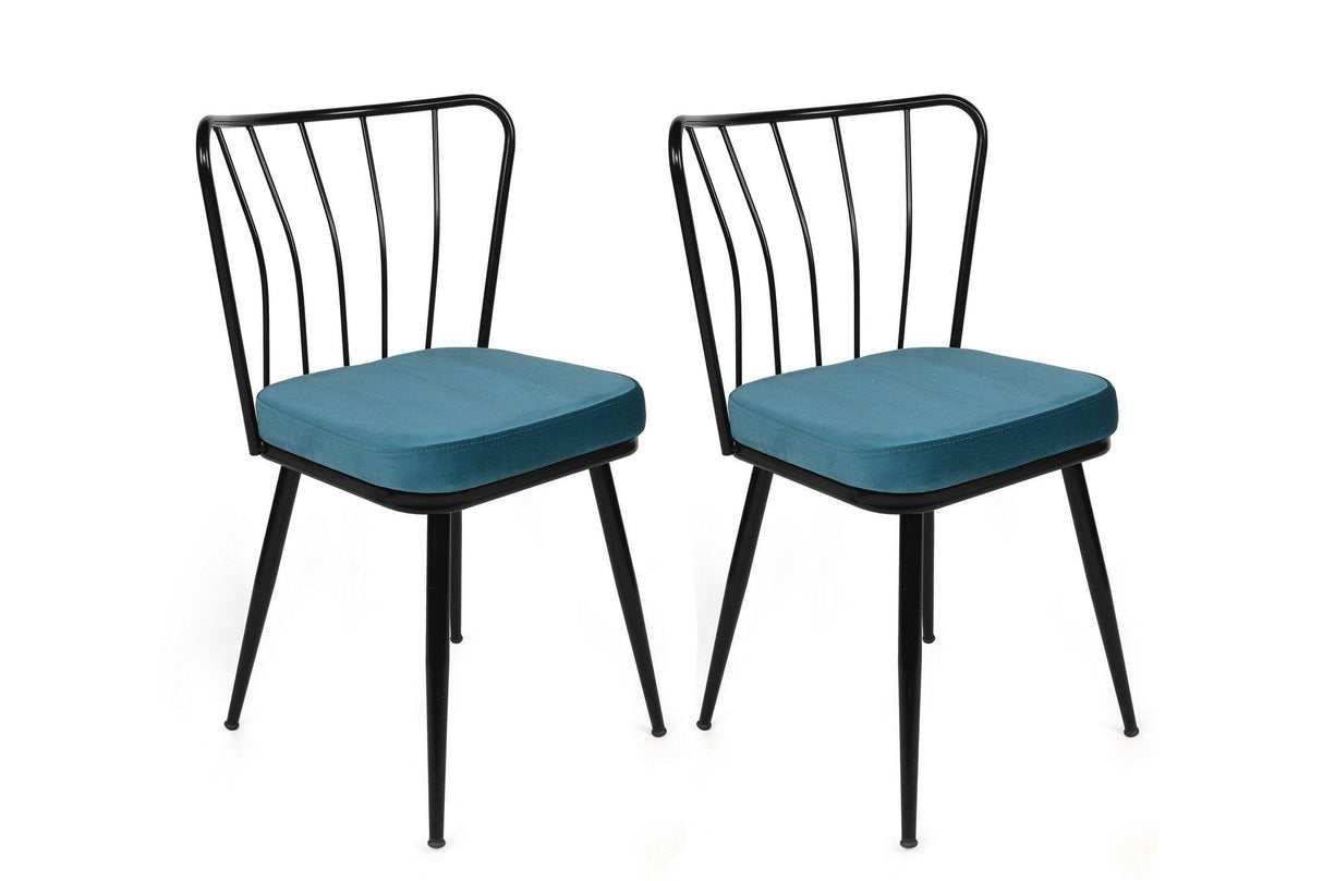 Set scaune (4 bucăți) Yıldız-1 Chair Set (4 Pieces), Albastru inchis, 42x82x43 cm - Albastru Negru, SKU 974NMB1625