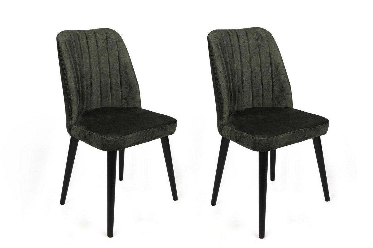 Set scaune (2 bucăți) Alfa Chair Set (2 Pieces), Kaki, 50x90x49 cm - Kaki Negru, SKU 974NMB1630