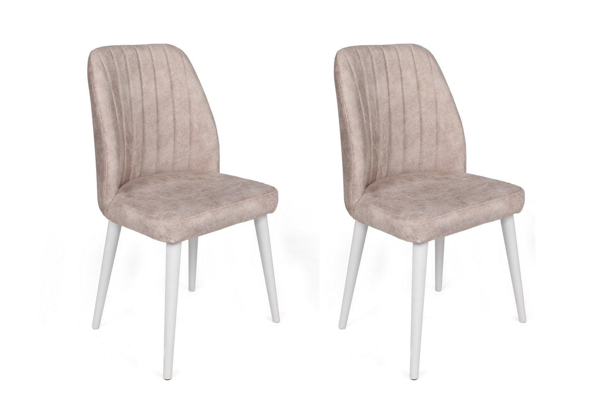 Set scaune (2 bucăți) Alfa Chair Set (2 Pieces), Kaki, 50x90x49 cm - Alb crem, SKU 974NMB1630