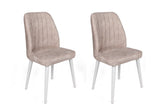 Set scaune (2 bucăți) Alfa Chair Set (2 Pieces), Kaki, 50x90x49 cm - Alb crem, SKU 974NMB1630
