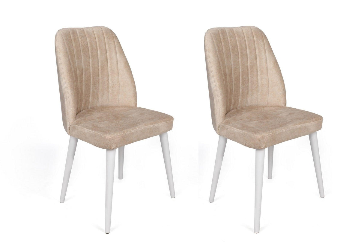 Set scaune (2 bucăți) Alfa Chair Set (2 Pieces), Kaki, 50x90x49 cm - Bej Alb, SKU 974NMB1630