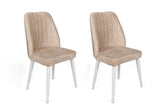 Set scaune (2 bucăți) Alfa Chair Set (2 Pieces), Kaki, 50x90x49 cm - Bej Alb, SKU 974NMB1630