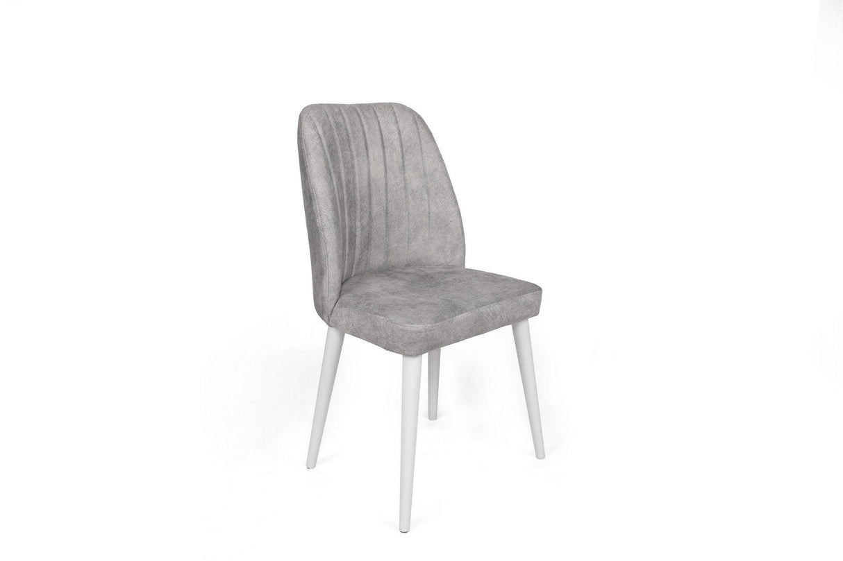 Set scaune (2 bucăți) Alfa Chair Set (2 Pieces), Kaki, 50x90x49 cm - Gri Alb, SKU 974NMB1630