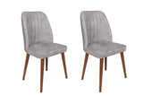 Set scaune (2 bucăți) Alfa Chair Set (2 Pieces), Kaki, 50x90x49 cm - Nuc Gri, SKU 974NMB1630