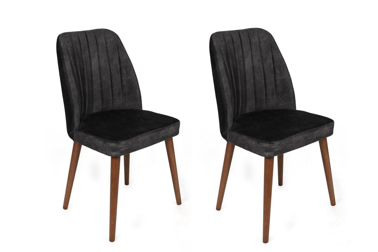 Set scaune (2 bucăți) Alfa Chair Set (2 Pieces), Kaki, 50x90x49 cm - Nuc antracit, SKU 974NMB1630
