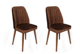 Set scaune (2 bucăți) Alfa Chair Set (2 Pieces), Kaki, 50x90x49 cm - Nuc brun, SKU 974NMB1630