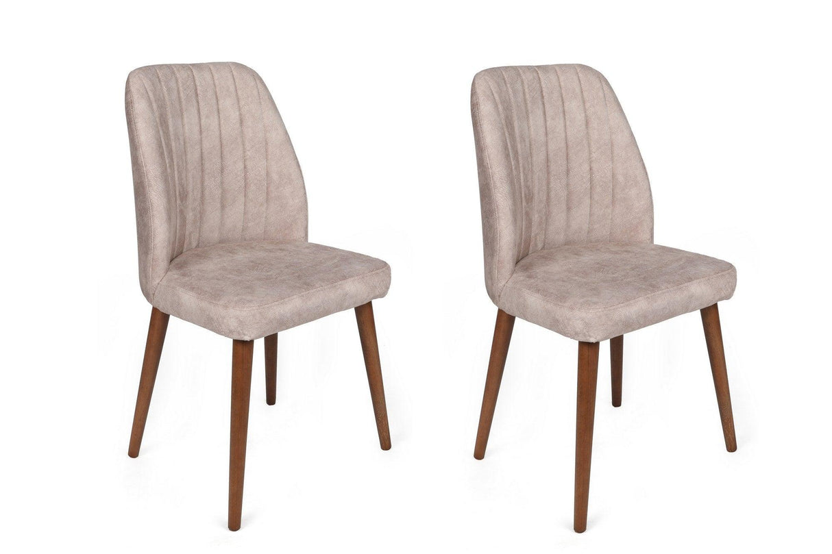 Set scaune (2 bucăți) Alfa Chair Set (2 Pieces), Kaki, 50x90x49 cm - Bej Lemn, SKU 974NMB1630