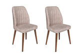 Set scaune (2 bucăți) Alfa Chair Set (2 Pieces), Kaki, 50x90x49 cm - Bej Lemn, SKU 974NMB1630