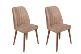 Set scaune (2 bucăți) Alfa Chair Set (2 Pieces), Kaki, 50x90x49 cm - Nuc Bej, SKU 974NMB1630