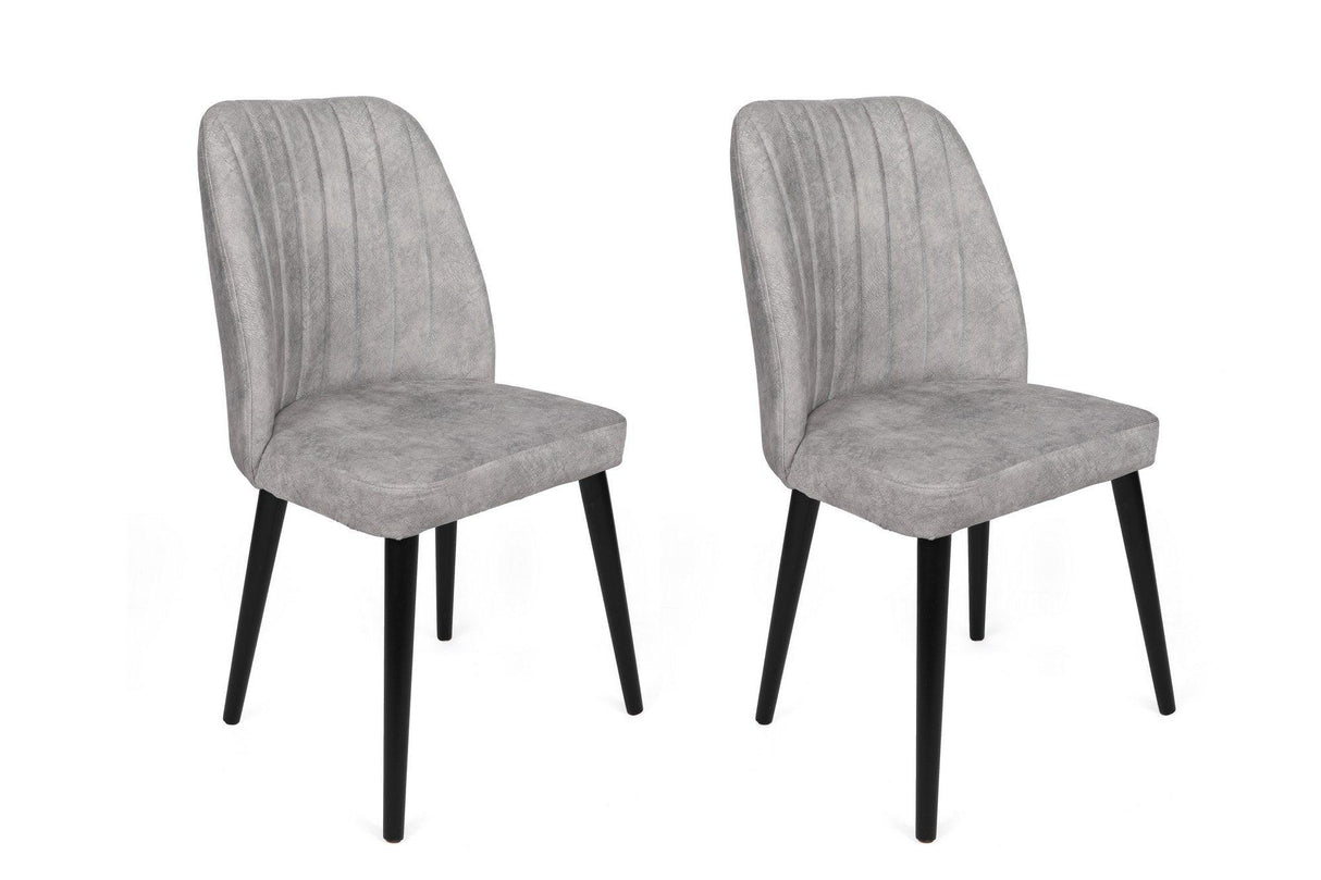 Set scaune (2 bucăți) Alfa Chair Set (2 Pieces), Kaki, 50x90x49 cm - Gri Negru, SKU 974NMB1630