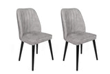 Set scaune (2 bucăți) Alfa Chair Set (2 Pieces), Kaki, 50x90x49 cm - Gri Negru, SKU 974NMB1630