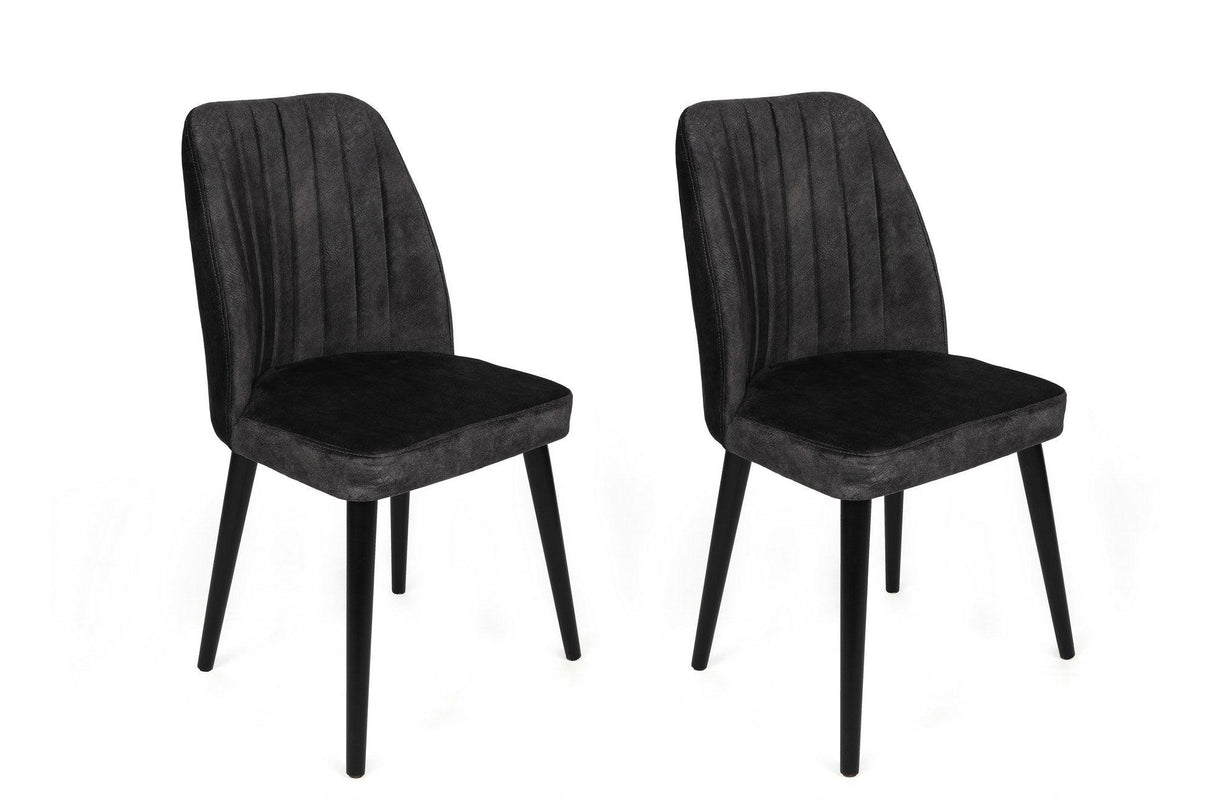 Set scaune (2 bucăți) Alfa Chair Set (2 Pieces), Kaki, 50x90x49 cm - Negru Antracit, SKU 974NMB1630