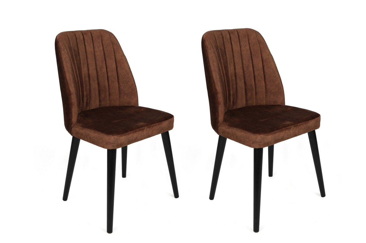 Set scaune (2 bucăți) Alfa Chair Set (2 Pieces), Kaki, 50x90x49 cm - Maro Negru, SKU 974NMB1630