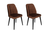 Set scaune (2 bucăți) Alfa Chair Set (2 Pieces), Kaki, 50x90x49 cm - Maro Negru, SKU 974NMB1630